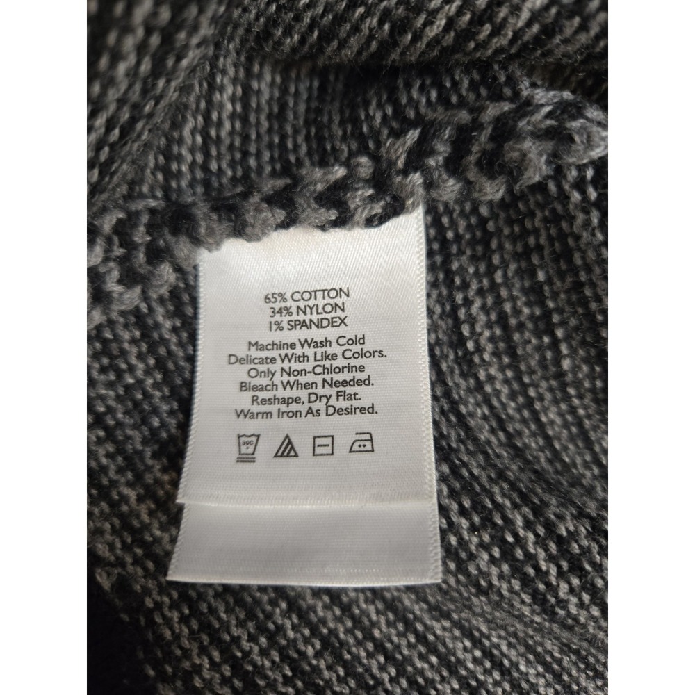 Eddie Bauer Womens Striped Full Zip Mock Neck Sweater Jacket Charcoal White L - Picture 4 of 4